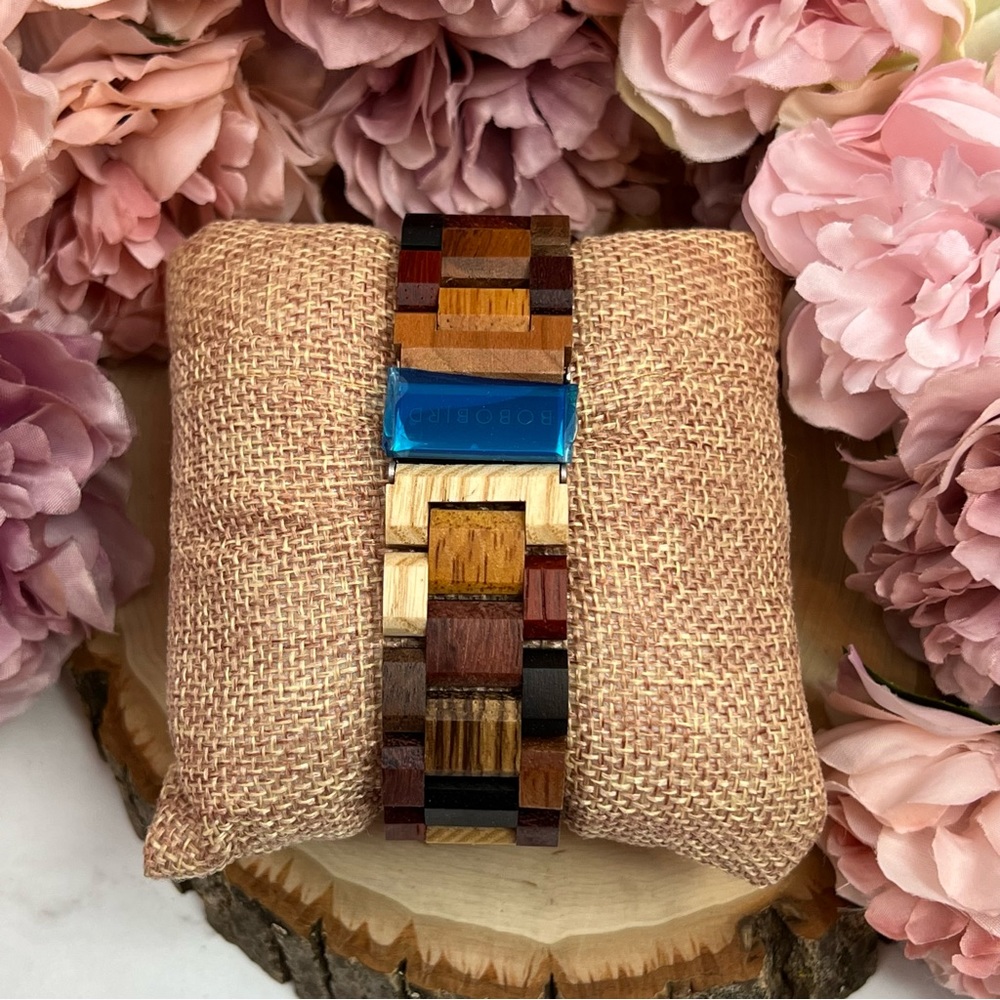 Luxury Multi Tone Colorful Wood Quartz Watch - Picture 11 of 16